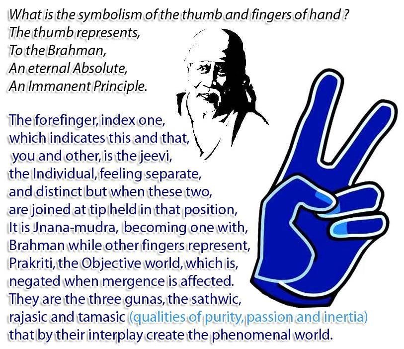 What is the symbolism of the thumb and fingers of hand